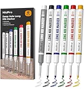 Nicpro 6 PCS Long Nib Marker Pens, 20mm Deep Hole Marker, Quick Dry &amp; Waterproof Construction Mar...