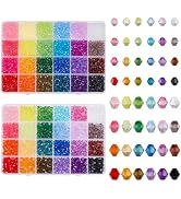 PH PandaHall 8400pcs Crystal Beads for Jewelry Making 24 Colors 4mm 6mm Transparent Faceted Acryl...