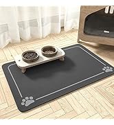 Pet Feeding Mat-Absorbent Quick Dry Dog Mat for Food and Water Bowl-No Stains Easy Clean Dog Wate...