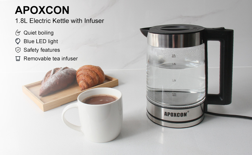 1.8L electric kettle with infuser