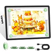 KOBAIBAN A4 Magnetic Light Box for Tracing, Rechargeable Diamond Art Light Board with Side Physic...