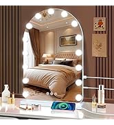 halumao Vanity Mirror with Lights, Hollywood Lighted Makeup Mirror with 15 Dimmable LED Bulbs for...