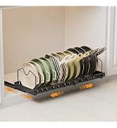 DTUQYX Pull-out Cookware Organizer Under Cabinet - 1 Pack Expandable Pot and Pan Organizer Rack w...