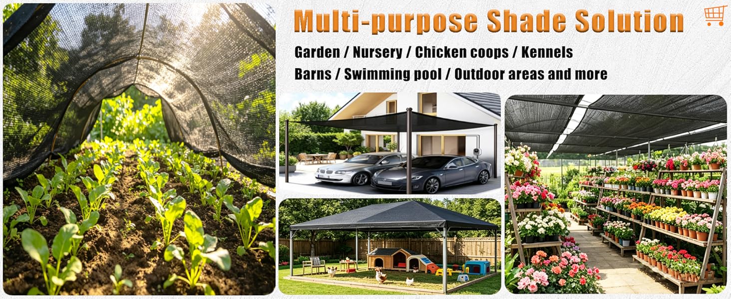 multi-purpose shade solution for garden/kennel/nursery/chicken coop/barn/swimming pool/outdoor area