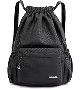 HOLYLUCK Drawstring Backpack Sports Gym Bag Water Resistant String Bag Cinch Sackpack with Side Z...