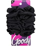 Goody Ouchless Jersey Scrunchies, 8 Ct, Black, Damage-Free, Dentless &amp; Secure Hold Ties, Gentle H...
