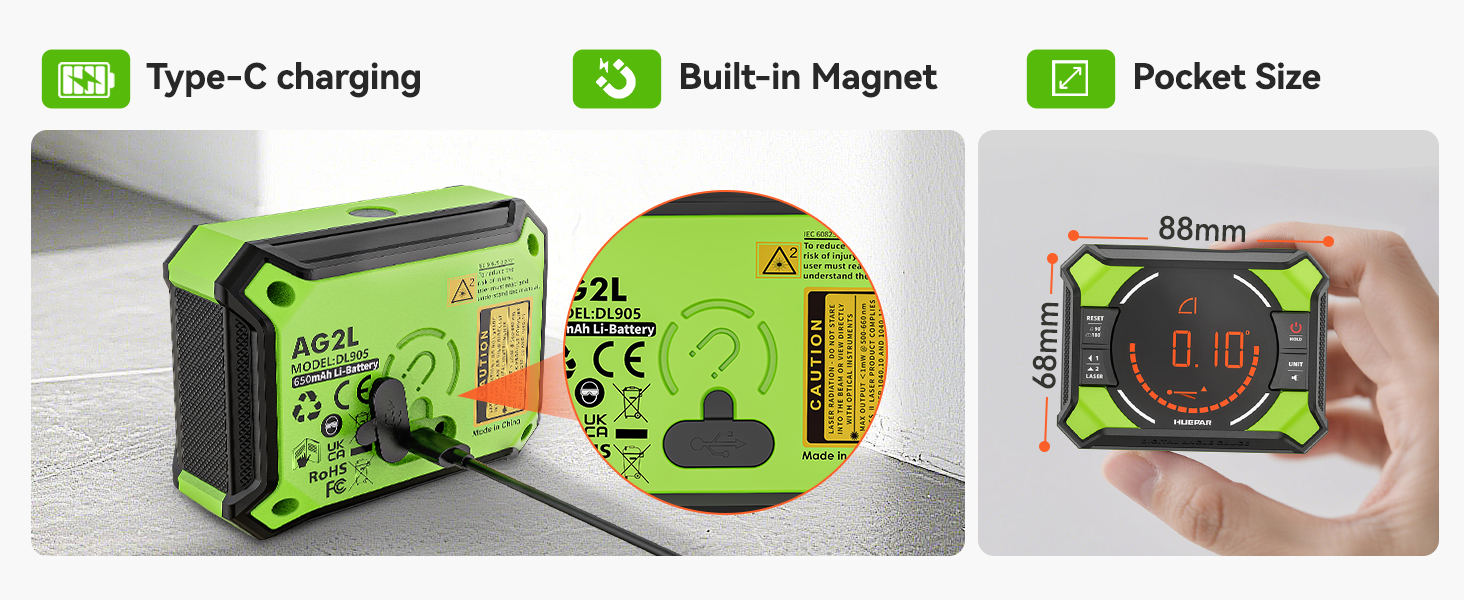 3-in-1 Digital Angle Gauge with Laser Level