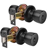 DSJJBLL Privacy Locking Door Knob Passage Bedroom with Lock Bathroom Standard Ball Matte Black Ro...
