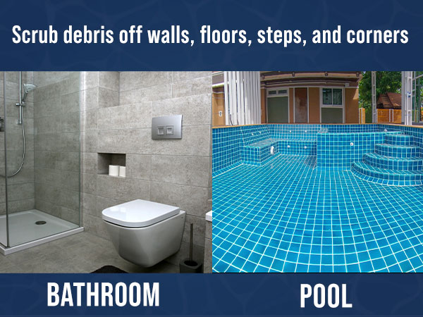 pool cleaning pumice stone handle concrete rust stains calcium tiles scrub debris walls