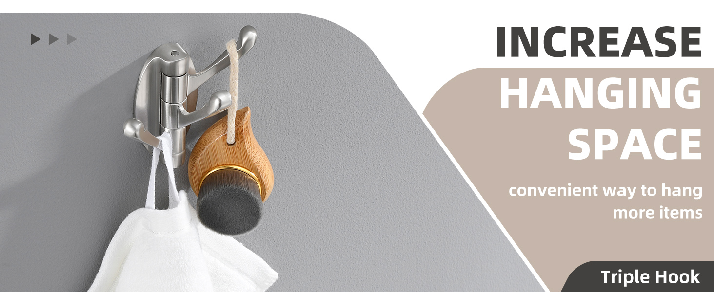 3-arms towel hook for more storage