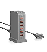 VPSUN USB Charger Station 50W,6 Port Multiple USB Charging Block for iPhone 14/13/12, iPad, Samsu...