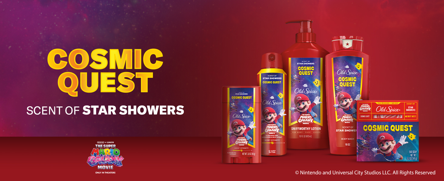 Old Spice Super Mario Cosmic Quest product lineuo