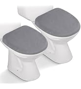2pcs Toilet Lid Cover, Stretch Velvet Toilet Seat Cover for Bathroom, Ultra Soft Toilet Cover Lux...