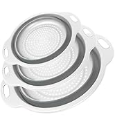 Cluren Collapsible Colander 3-Pack Set Space-Saving Foldable Kitchen Strainer with Non-Slip Base ...