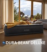 Intex 64417ED 22in Queen Dura-Beam Comfort Plush High-Rise Inflatable Air Mattress with Built in ...