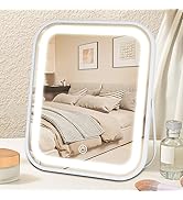 YEKKOPT Lighted Makeup Mirror, Rechargeable Vanity Mirror with Lights 10''x8'' Makeup Mirror with...