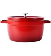 Enamel Cast Iron Dutch Oven with Lid, 4.9 QT Nonstick Enamel Coating Saucepan with Dual Handle,Co...