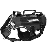 MOOGROU No Pull Tactical Dog Harness for Large Dogs with Metal Buckles,Breathable Air Mesh Servic...
