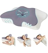 OLIXIS Cervical Neck Pillow for Pain Relief, Ergonomic Memory Foam Pillows for Sleeping, Cooling ...