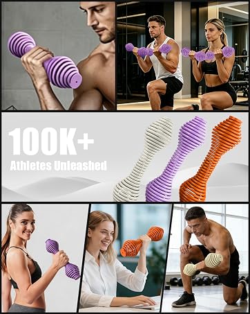 Set of 2 for Women, Spring Dumbbell Set with Solid Steel Core, Non-Slip Hand Weights for Home Gym