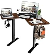 Tangkula L Shaped Electric Standing Desk, 59.5 Inch Corner Stand Up Desk w/ 4 Memory Positions &amp; ...