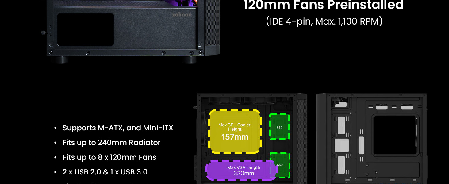 Zalman M4 SE Black M-ATX RGB PC Case
