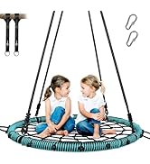 Trekassy 750lbs 40" Spider Web Saucer Tree Swing for Kids Adults, Outdoor Net Swing with Steel Fr...