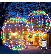 Set of 2 Christmas Hanging Ball Lights - 2 Sizes of Connectable Hanging Tree Globe Fairy Lights w...