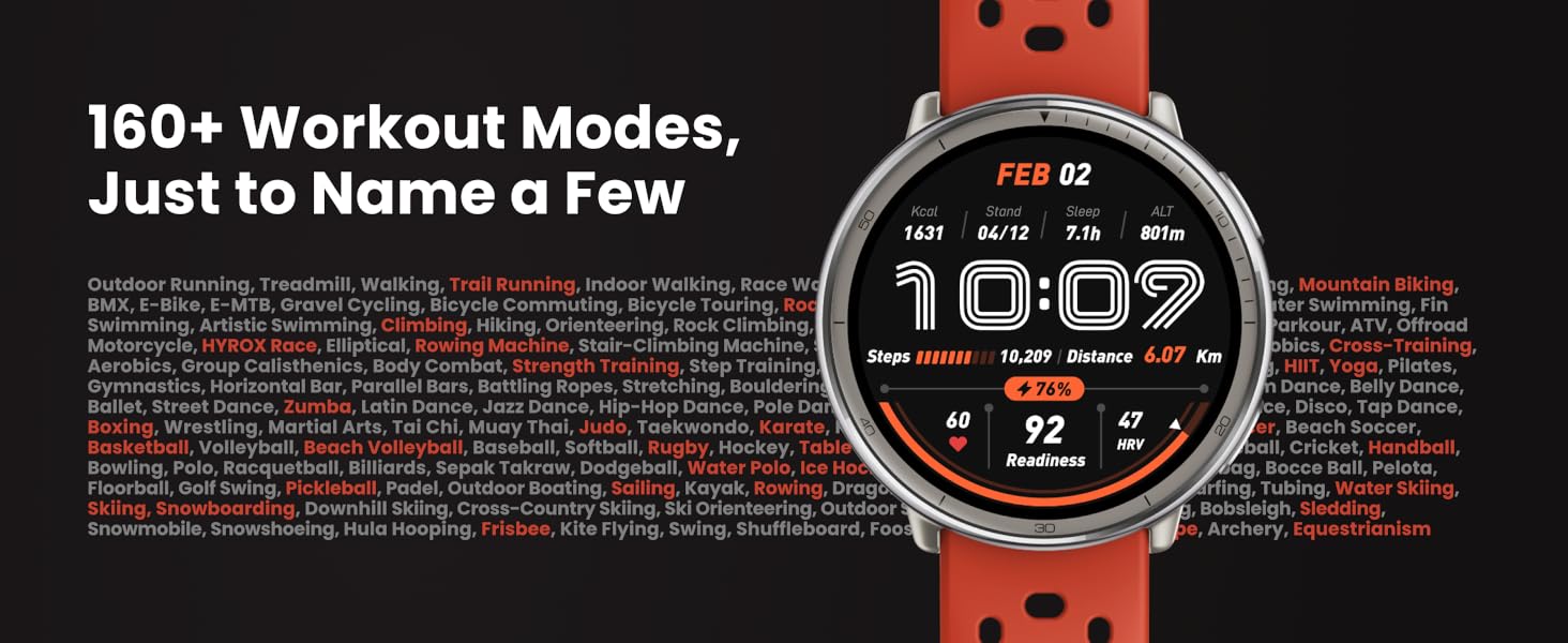 160+ Workout Modes, just to name a few