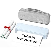 Gloryang 300DPI Portable Printer Wireless for Travel, Inkless Small Bluetooth Printers for Home U...