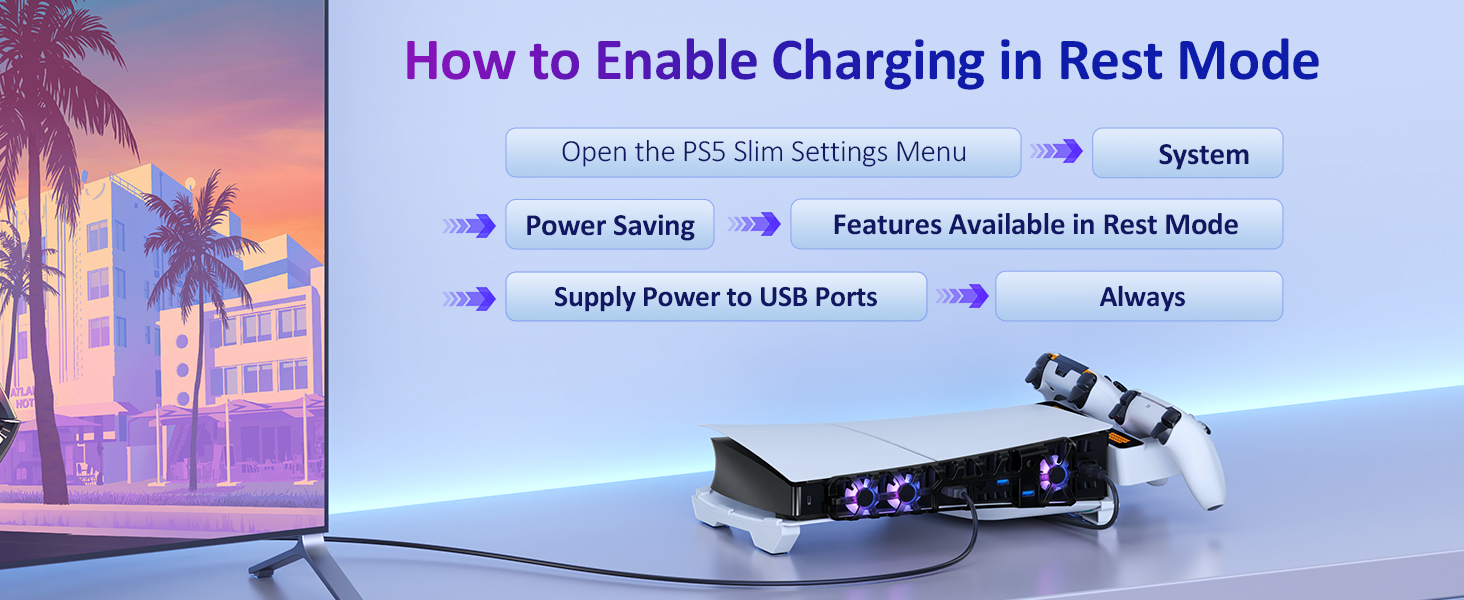 how to charge the controller while the console is in Rest Mode