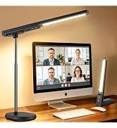 YULINKCO LED Desk Lamp, 3 Color Modes &amp; Dimmable Brightness, Rechargeable Battery-Powered Reading...