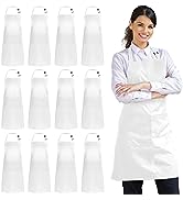 Syntus 12 Pack Bib Apron Waterdrop Resistant with 2 Pockets Cooking Kitchen Apron for Women, Men ...