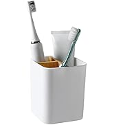 Bamboo Toothbrush Holder for Bathrooms, 3 Slots Toothbrush and Toothpaste Holder Bathroom Counter...