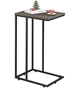 WLIVE Small Side Table, C Shaped End Table for Couch, Sofa and Bed, Tv Tray Table That Slides Und...