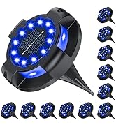 WILUX Solar Pathway Lights Outdoor 12 Packs, Bright Blue 16 LEDs Solar Ground Lights Walkway Ligh...