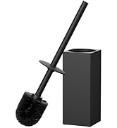 FORIOUS Toilet Brush and Holder Set, Heavy Duty 304 Stainless Steel Base Square and Long Handle T...