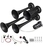 BANHAO Truck Air Horn 180DB 4 Trumpet Horns Train Horn Kit for Truck 12V Super Loud Air Horns wit...