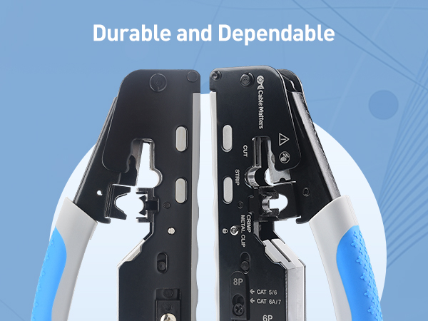Modular RJ45 Crimping Tool for Shielded Pass Through Connectors