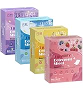 YUCO Laundry Detergent Sheets Pack of 4, Berry Scent 80 Loads 1 Pack + Champagne Scent 80 Loads 1...