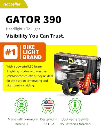 USB Rechargeable Bike Light Set Powerful Bicycle Front Headlight and Back Taillight