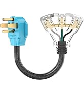 CircleCord 4 Prong 30 Amp to 110V Dryer Distribution Adapter Cord, NEMA 14-30P Male to 3X 5-15R T...