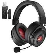 EKSA Wireless Gaming Headset for PC, USB Headphones with Retractable Microhpone, Surround-Tuned, ...