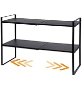 2-Tier Expandable Shelf Organizer for Kitchen Cabinet, Countertop, Pantry &amp; Under-Sink Storage(bl...