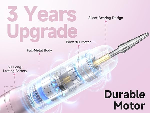 50% stronger than most cordless drills, ideal for nail art, thick nails, and pet claws.