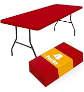 Smiry 4 Pack Rectangle Picnic Table Cloth, Waterproof Elastic Fitted Tablecloths, Washable Polyes...