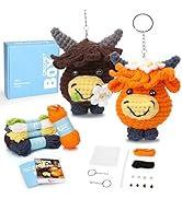 CROCHET BOX Crochet Kit for Beginners - 2 PCS Highland Cow Keychain Crochet Kit, Learn to Crochet...