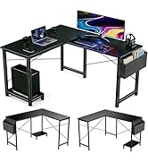 Sagenest L Shaped Desk, 50 Inch Reversible Computer Desk Corner Gaming Table with CPU Stand &amp; Sto...