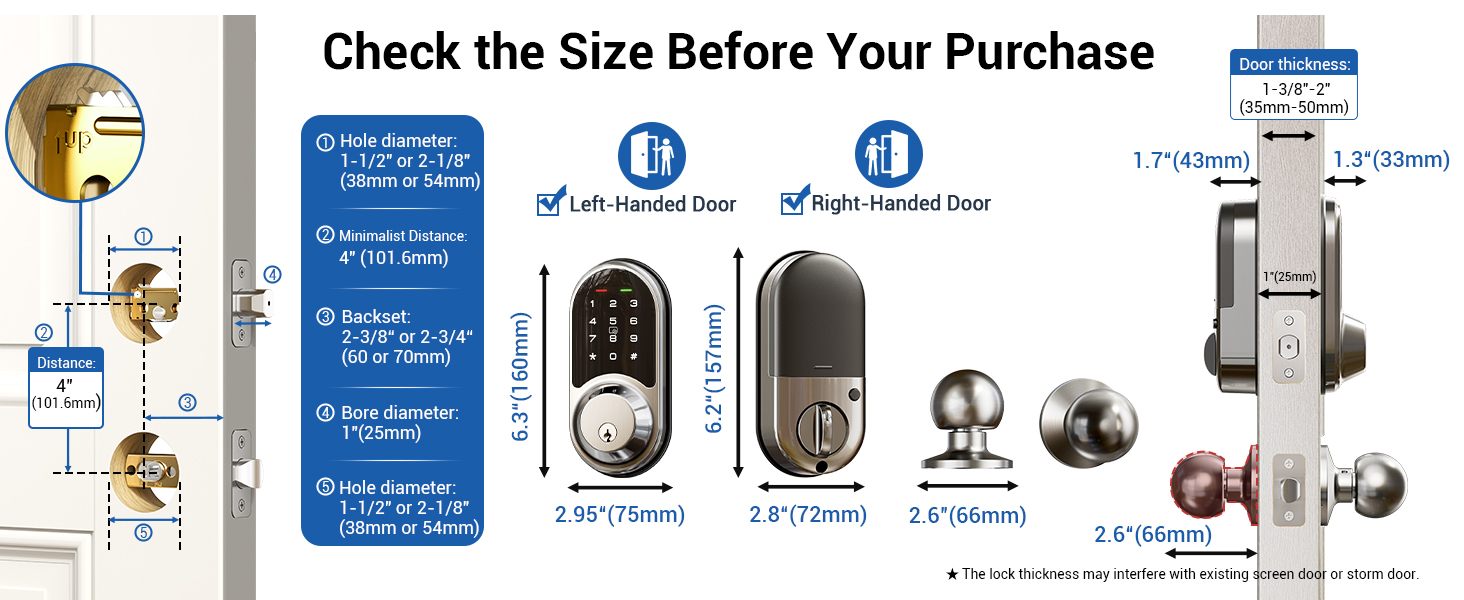 door lock with knons