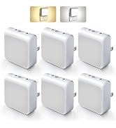 6-Pack Dimmable LED Night Lights Plug into Wall with Dusk to Dawn Sensor, 2 Color in 1 Plug in Ni...
